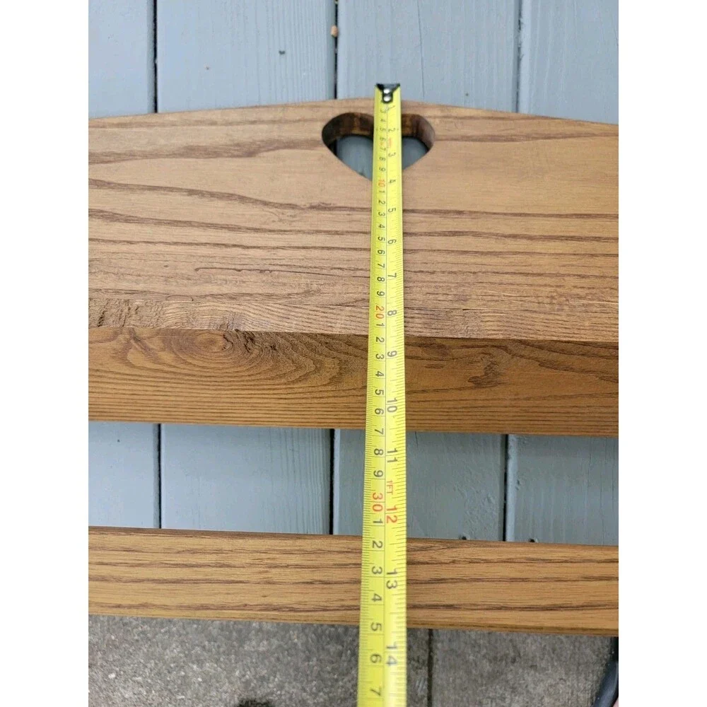 Vtg Solid Wood Wall Shelf Quilt Rack Hanging Bar  33.5” Heart Cutout Cottagecore